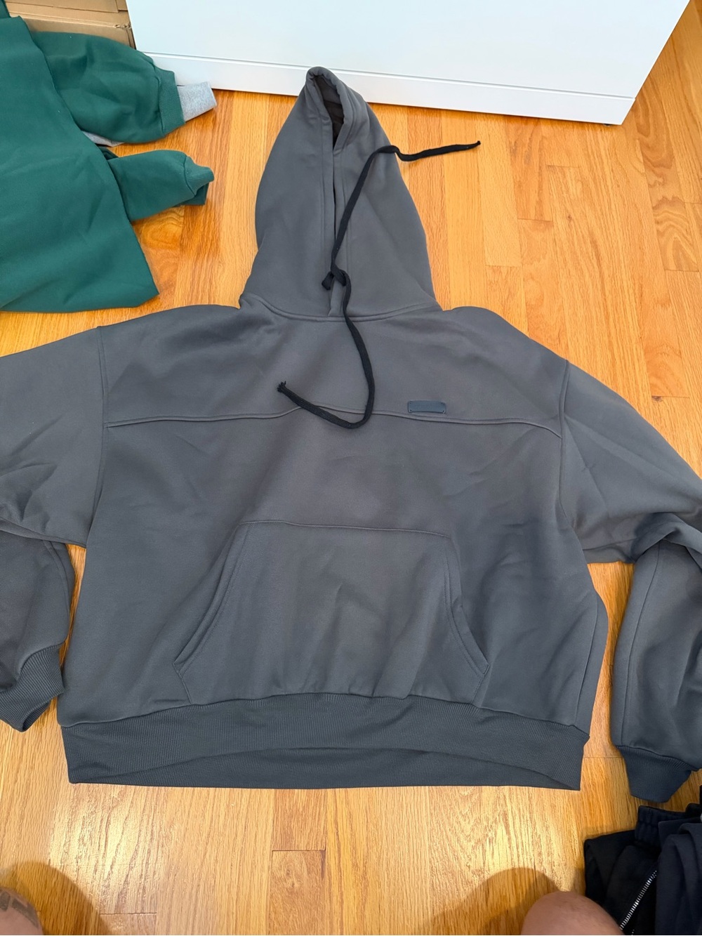 Men's Dark Gray Hooded Sweatshirt with Kangaroo Pocket